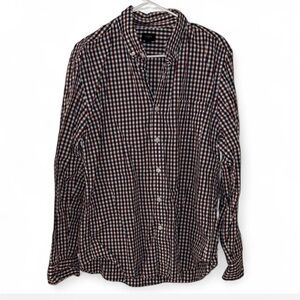 J. Crew Men's Checkered Button Down Shirt - Red and Navy